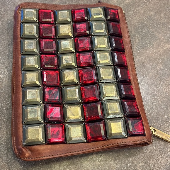 SALE! Tory Burch RareFind Leather Brown Red Bronze PurseWalletMagneticSnapZipper - Picture 16 of 16